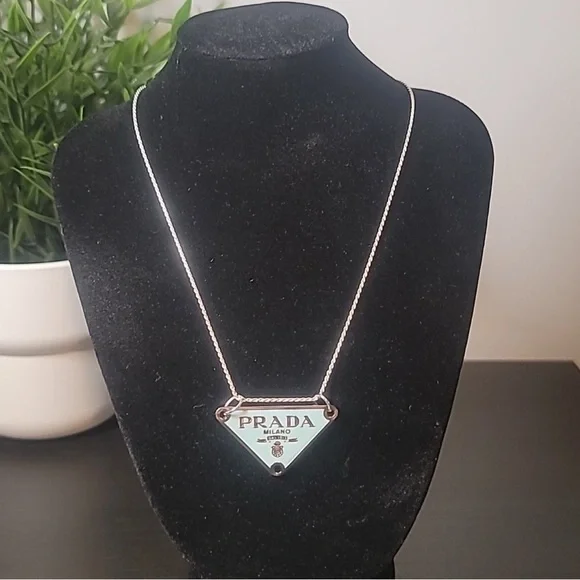 Prada Zipper pull tag Authentic,Tiffany’s blue charm with S925 chain. - Picture 1 of 4